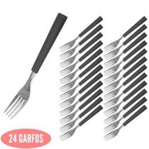 Talheres Cabo Plástico com 24 Garfos Preto Mato Grosso Inox