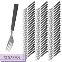 Talheres Cabo Plástico com 48 Garfos Preto Mato Grosso Inox