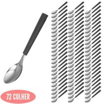 Talheres Cabo Plástico com 72 Colher Preto Mato Grosso Inox Talheres Cabo Plástico com 72 Colher Preto Mato Grosso Inox