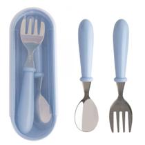 Talheres Colher e Garfo Aço Inox Infantil Bebês + Estojo
