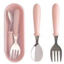 Talheres Colher e Garfo Aço Inox Infantil Bebês + Estojo