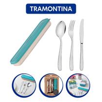 Talheres Conjunto 04 Peças em Aço Inox Tramontina Com Estojo