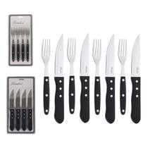 Talheres de Churrasco Faca Jumbo - Cabo Preto (8 Peças)