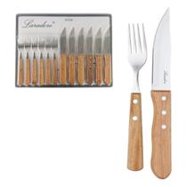 Talheres de Churrasco Faca Jumbo - Inox e Madeira (12 Peças)