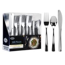 Talheres de plástico, configurações de mesa Lillian, extra pesados, 160 unidades Talheres de plástico, configurações de mesa Lillian, extra pesados, 160 unidades