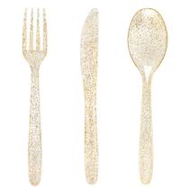 Talheres de plástico descartáveis WDF 360 Gold Glitter 360 unidades