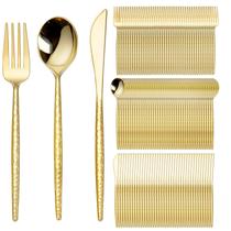Talheres de plástico dourado SUT 300PCS com 100 facas, garfos e colheres