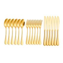 Talheres de Sobremesa Dourado Faqueiro Garfo Faca Colher 18un