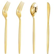 Talheres descartáveis de plástico dourado U-QE 120 unidades para festa Talheres descartáveis de plástico dourado U-QE 120 unidades para festa