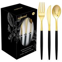 Talheres descartáveis Supernal Gold Plastic Silverware 102 unidades