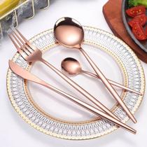 Talheres Dourados Rosê ou Preto/Dourado premium Kit Faqueiro 24 peças Aço Inox Utensílio De Cozinha Talher de Salada Cozinha Bar Buffet