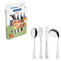 Talheres Infantil Baby Friends em Aço Inox Alto Relevo 4 Peças - Tramontina 66970/010