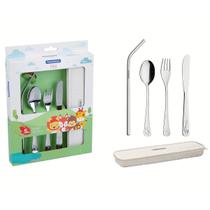 Talheres Infantil Baby Friends em Aço Inox com Estojo 5 Peças - Tramontina 66970/040