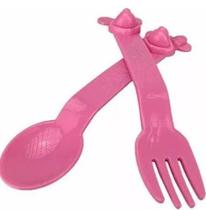 Talheres infantil Minnie e Mickey Rosa (Kit com 1 colher e 1 garfo) Tupperware