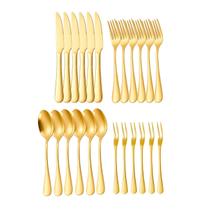 Talheres Mesa Faqueiro Dourado e Garfinhos Petisco Inox 24un Talheres Mesa Faqueiro Dourado e Garfinhos Petisco Inox 24un