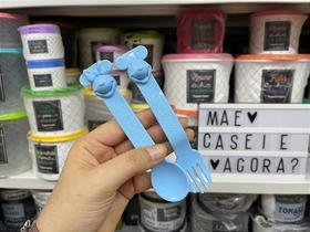 Talheres Mickey e Minnie Azul - 1 Colher e 1 Garfo Tupperware