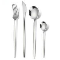 Talheres Utensilios De Cozinha Faqueiro 4 Peças Itens Mesa Posta Talheres Aço Inox - Kit 4 Peças Slim