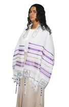 Talit lilás Messiânico - 55x180 Cm - Original De Israel