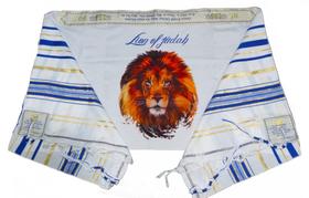 Talit Messiânico Azul 55 X 180 Cm - De Israel Leão de Judá - jerusalém