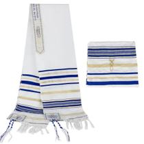 Talit Messiânico Azul /original 55 X 180 Cm De Israel - JERUSALÉM TALIT