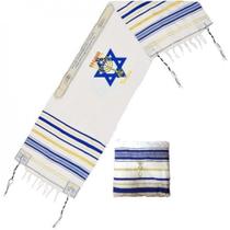 Talit Messiânico Azul Yeshua Jesus 55x180 Cm - De Israel