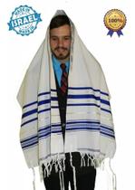 Talit Ortodoxo Azul Com Prata 50x180 Cm De Israel Talit Ortodoxo Azul Com Prata 50x180 Cm De Israel