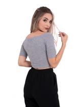 Talitha Top De Ribana Com Transpasse Frontal Cinza Mescla
