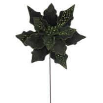 Tallo de Flor Artificial Vickerman Poinsettia de Terciopelo Verde x3 Tallo de Flor Artificial Vickerman Poinsettia de Terciopelo Verde x3