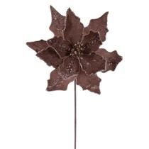 Tallo de Flor de Nochebuena Vickerman de Terciopelo a Rayas Color Mocha 25x50 cm, paquete de 3 Tallo de Flor de Nochebuena Vickerman de Terciopelo a Rayas Color Mocha 25x50 cm, paquete de 3