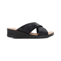 Tamanco Anabela Feminino Usaflex Couro Tiras Cruzadas AA1014