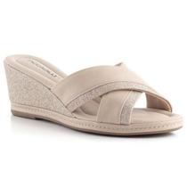 Tamanco Anabela Salto Alto Liso