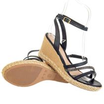 Tamanco Anabela Sandalia Fivela na Perna Salto Grosso