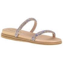 Tamanco Beira Rio Casual Flat Com Brilho Feminino Azul Verde Ouro Rosado