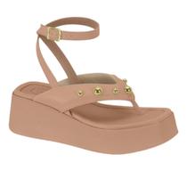 Tamanco Beira Rio Feminina Anabela Flat Sandália Plataforma Conforto Strass Macia Leve Tira Tornozelo Calce Fácil Pamilha Dedo Moda Chinelo Fivela