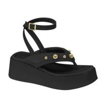 Tamanco Beira Rio Feminina Anabela Flat Sandália Plataforma Conforto Strass Macia Leve Tira Tornozelo Calce Fácil Pamilha Dedo Moda Chinelo Fivela