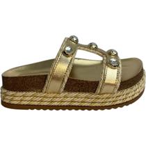 Tamanco Beira Rio Flatform Slide Feminino Papete Metalizado Conforto