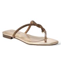 Tamanco Chinelo Feminino Rasteiro Via Marte 113-013 GOLD
