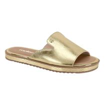 Tamanco Chinelo Moleca Slide Metalizado Dourado Feminino Tamanco Chinelo Moleca Slide Metalizado Dourado Feminino