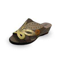 Tamanco Couro Anabela Confortável Fendi Citrino J.Gean