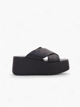 Tamanco Couro Plataforma X - Preto