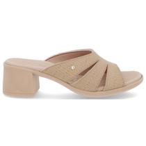 Tamanco Fem. Salto Bloco Médio Couro Strass Usaflex UC220020