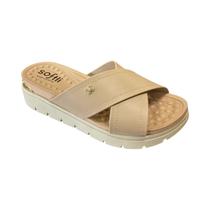 Tamanco Fem Softli Flat Tiras Cruzadas Bege 10046.10254 Tamanco Fem Softli Flat Tiras Cruzadas Bege 10046.10254