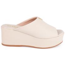 Tamanco Feminino Anabela Flatform Plataforma Detalhe Dourado Confortável Original Olzzy