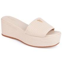 Tamanco Feminino Anabela Flatform Plataforma Detalhe Dourado Confortável Original Olzzy