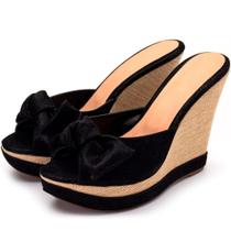 Tamanco Feminino Anabela Nobucado Preto Tamanco Feminino Anabela Nobucado Preto