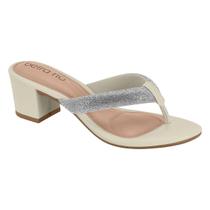 Tamanco Feminino Beira Rio Conforto Dedo Salto Bloco Strass