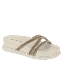 Tamanco Feminino Beira Rio Conforto Papete Flat Strass Alta