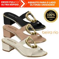 Tamanco Feminino Beira Rio Mule Salto Médio Confort Metalizado Casual