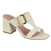 Tamanco Feminino Beira Rio Salto Bloco Confortável Fivela Dourada