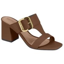 Tamanco Feminino Beira Rio Salto Bloco Confortável Fivela Dourada